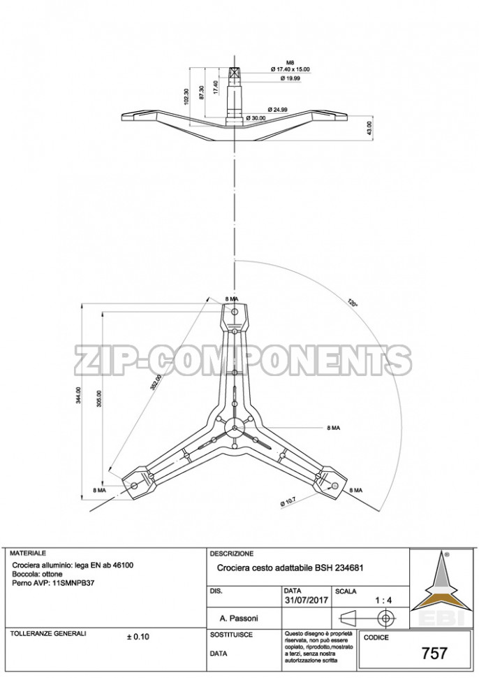 Барабан с крестовиной Bosch 234681